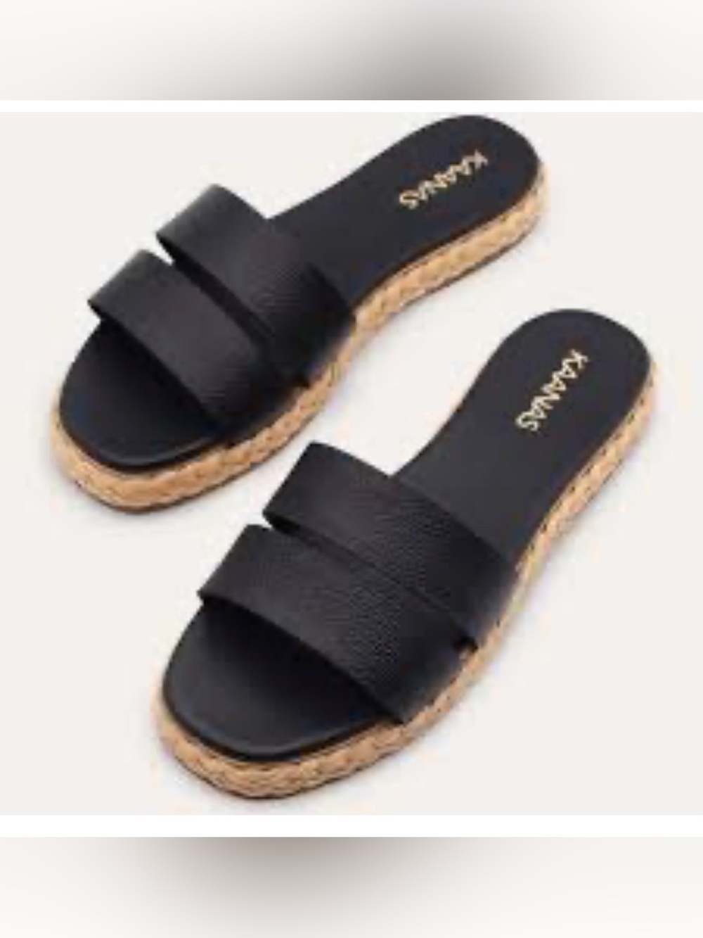 Kansas Dantita Size 8 Black Dual-Strap Espadrille Slide Sandals